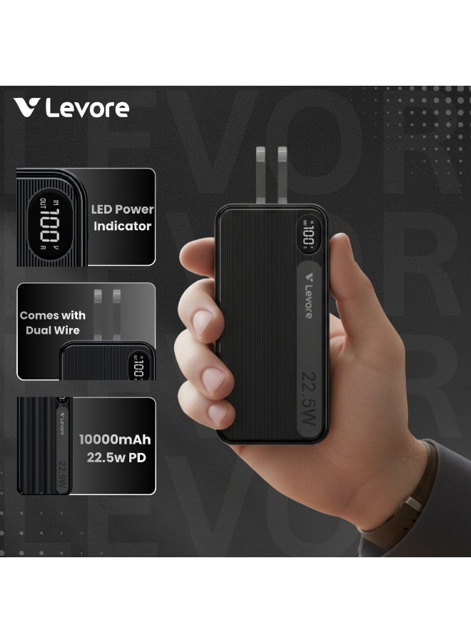 ليفور بنك طاقة LEVORE بسعة 10000 مللي أمبير وقوة 22.5 واط مزود بكابل مدمج - LP515 - Image 3